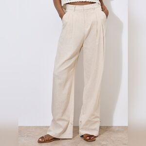 Double Pleat Wide Leg W/ Button Cuff Trouser